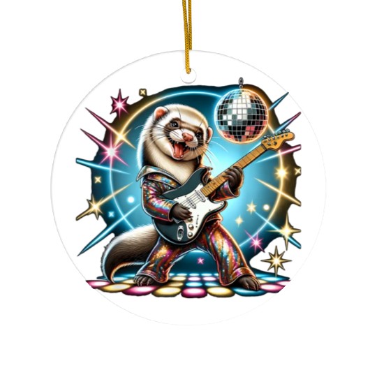 Disco Ball Guitar Ferret Ceramic Ornaments