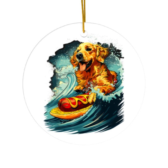 Space Dog surfing Hot Ceramic Ornaments