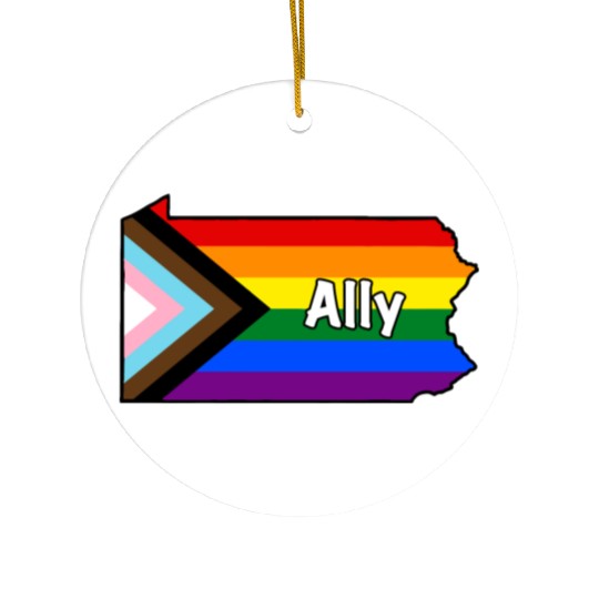 Pennsylvania Pride Ally Progress Flag Ceramic Ornaments