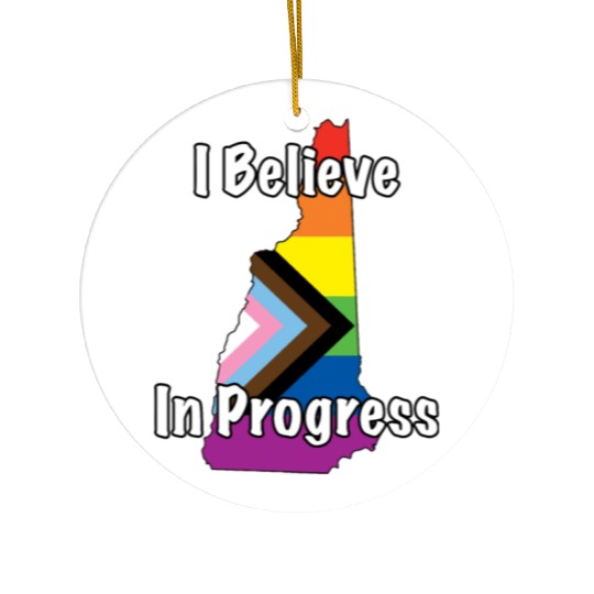 New Hampshire Pride Believe in Progress Flag Ceramic Ornaments