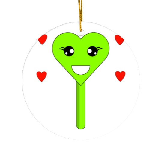 Cuttie Green Lollipop Ceramic Ornaments