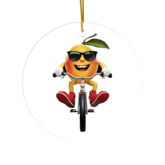 Mango Cycling On Bike Realistic Ceramic Ornaments