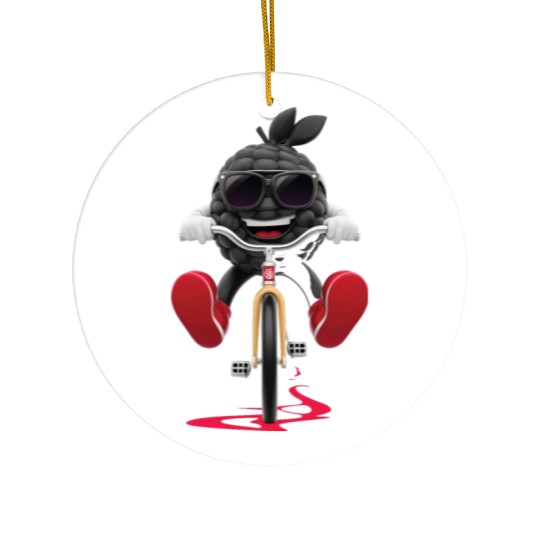 Blackberry Cycling On Bike Realistic Ceramic Ornaments