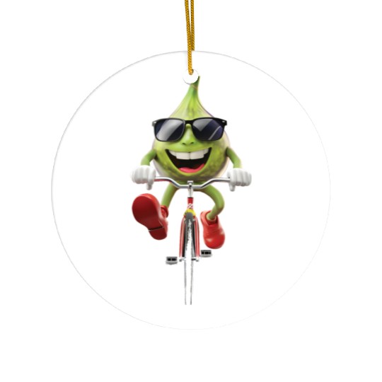 Fig Cycling On Bike Realistic Ceramic Ornaments