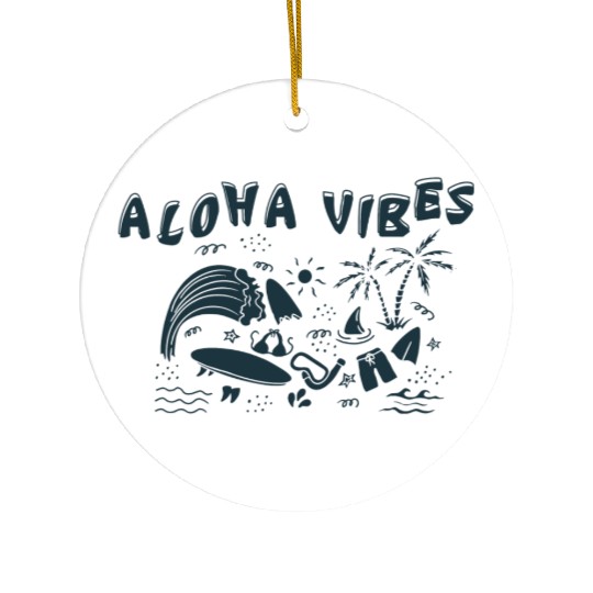 Aloha Vibes Tropical Vacation Design Ceramic Ornaments