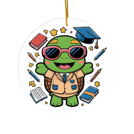School Boy Turtle Ceramic Ornaments