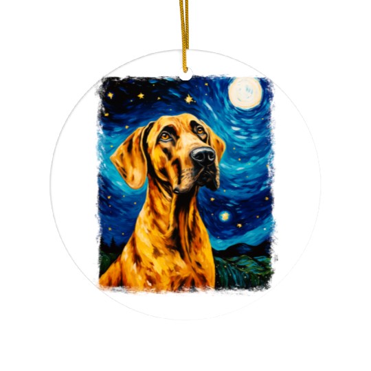 Great Dane Dog Starry Night Painting Ceramic Ornaments