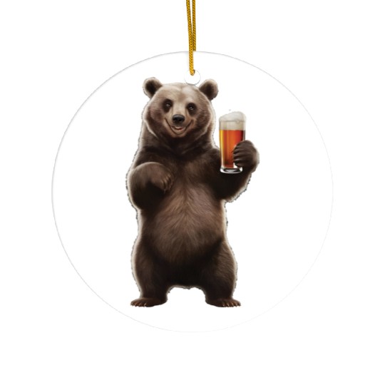 Bear Drinking Beer Realistic Ceramic Ornaments