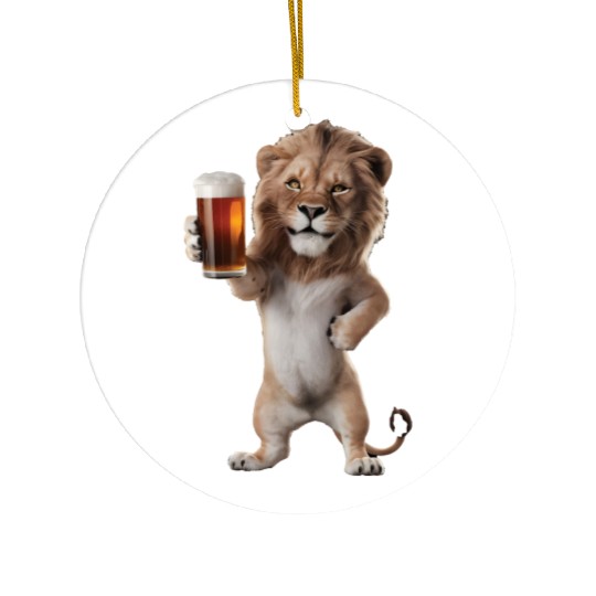 Lion Drinking Beer Realistic Ceramic Ornaments