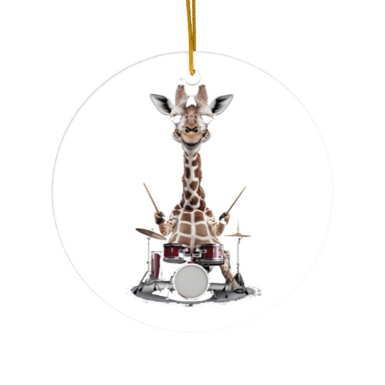 Giraffe Playing Drums Realistic Ceramic Ornaments