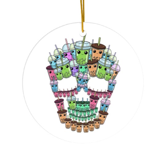 Bubble Tea Skull Ceramic Ornaments Men Boba Tea