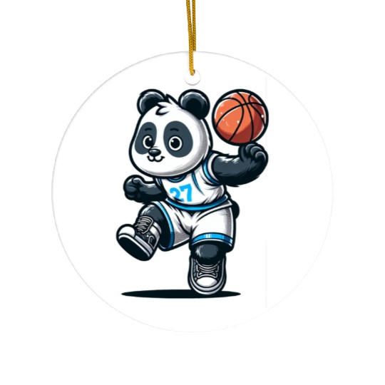 Cute Basketball Player Panda Ceramic Ornaments