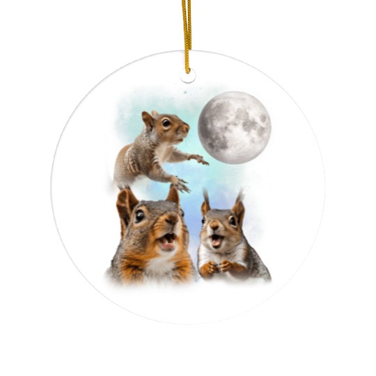 Funny Squirrel Moon Space! Nerd, Geed, Science Ceramic Ornaments