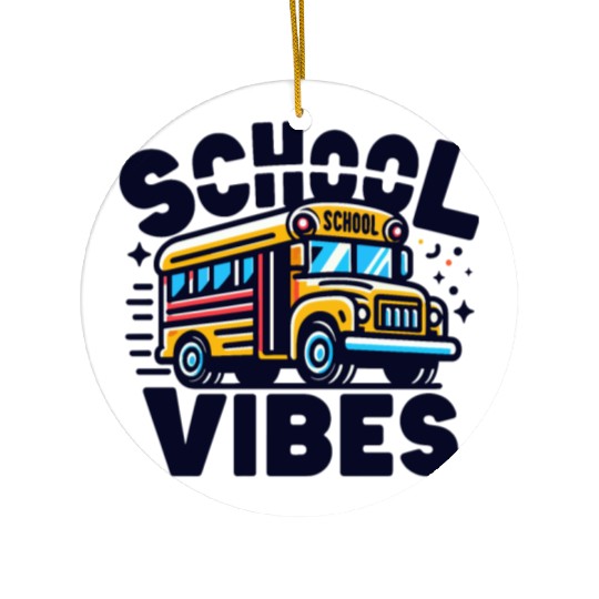 School Vibes Vector Illustration for school bus Ceramic Ornaments