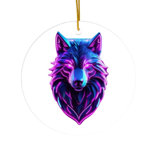 Neon Wolf Lights Ceramic Ornaments