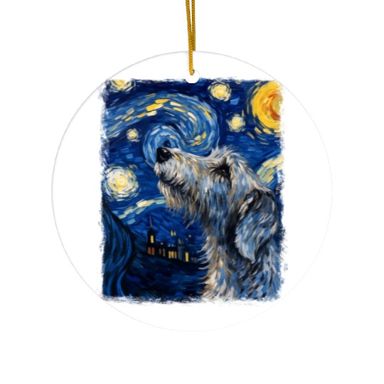 Irish Wolfhound Dog Starry Night Painting Ceramic Ornaments