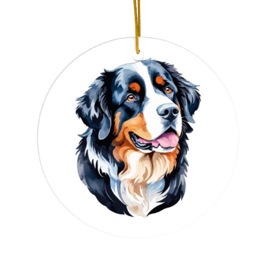 Bernese Mountain Dog Watercolor Ceramic Ornaments