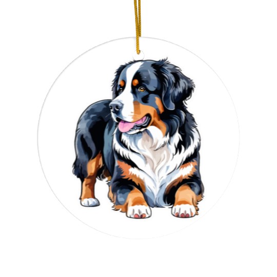 Bernese Mountain Dog Watercolor Ceramic Ornaments