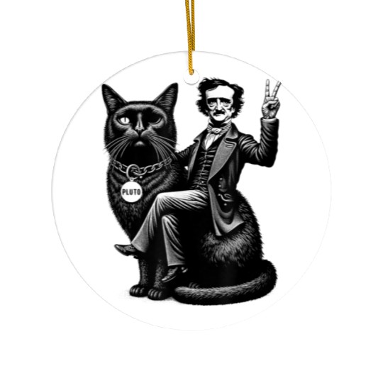 Edgar Allan Poe Riding Ceramic Ornaments