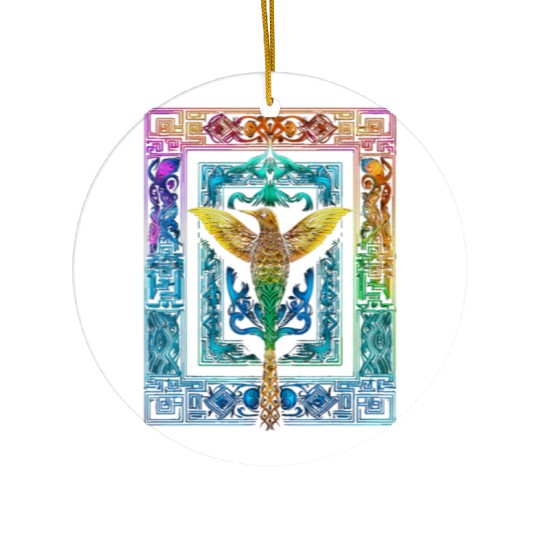 Hummingbird Colorful Mandala Animal Ceramic Ornaments