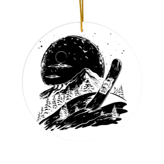 Snowboarding Drawing Ceramic Ornaments
