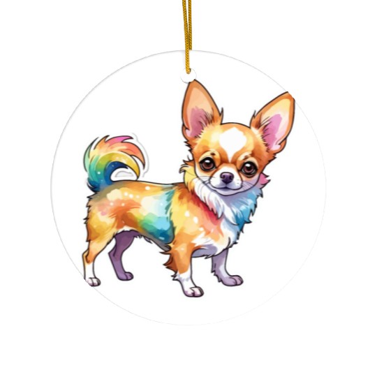 Chihuahua Watercolor Ceramic Ornaments