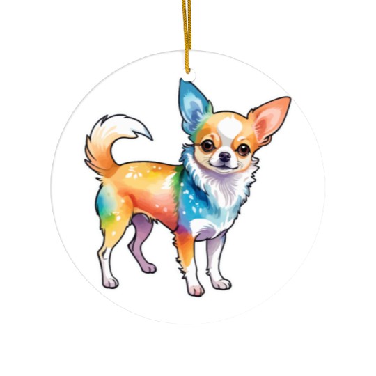 Chihuahua Watercolor Ceramic Ornaments