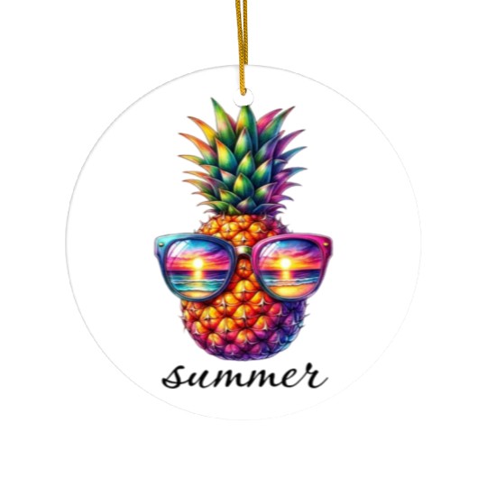 SUMMER PINEAPPLE SUNGLASSES Ceramic Ornaments