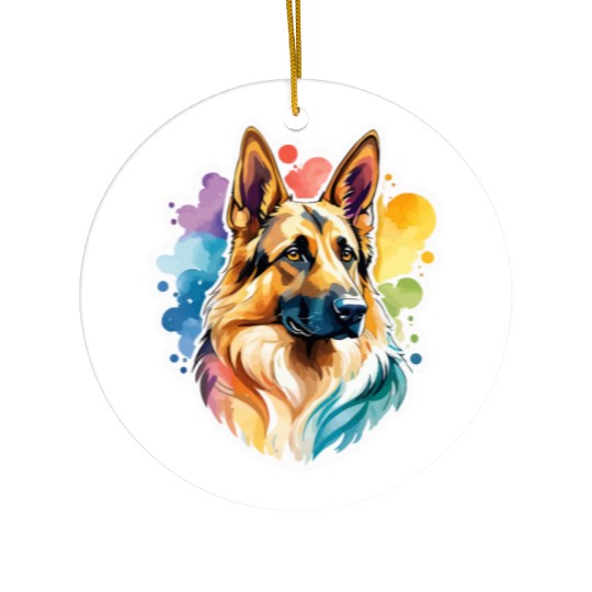 German Shepherd Watercolor Ceramic Ornaments
