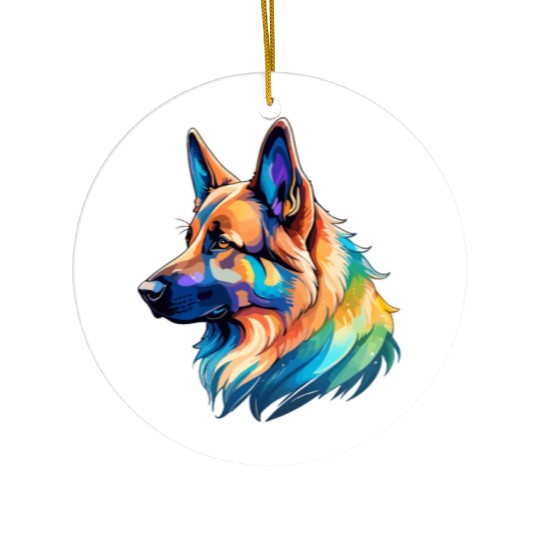 German Shepherd Watercolor Ceramic Ornaments