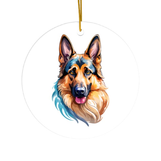 German Shepherd Watercolor Ceramic Ornaments