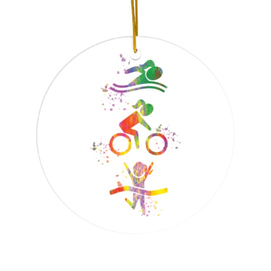 Watercolor Womens Triathlon Ceramic Ornaments