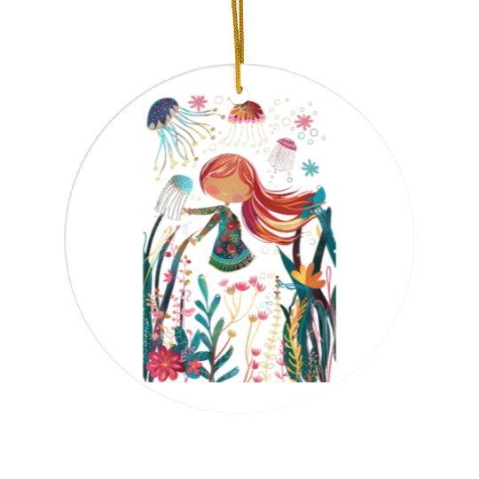 jellyfish girl Ceramic Ornaments