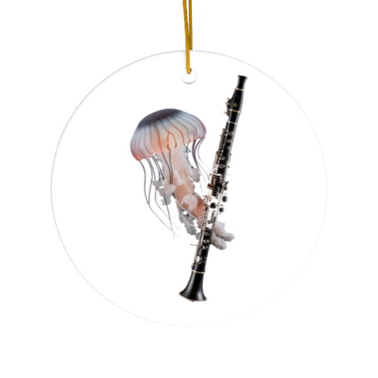 Jellyfish Playing Clarinet Realistic Ceramic Ornaments