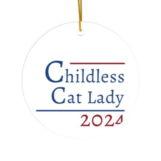 "Childless Cat Lady" Kamala Harris 2024 Ceramic Ornaments