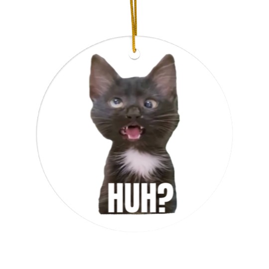 Funny Cross Eyed Cat Meme Huh Funny Cat Ceramic Ornaments