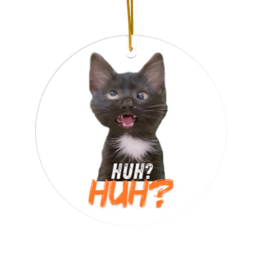 Funny Cross Eyed Cat Meme Huh Funny Cat Ceramic Ornaments