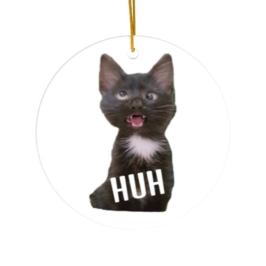 Funny Cross Eyed Cat Meme Huh Funny Cat Ceramic Ornaments