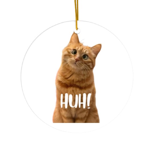 Funny Cross-Eyed Cat Meme Huh Funny Cat Ceramic Ornaments