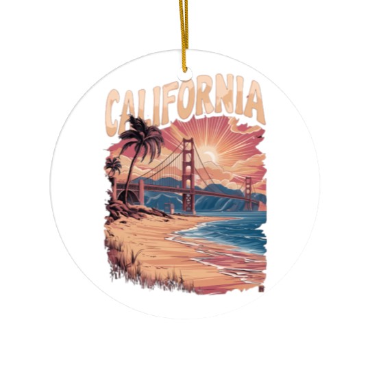 CALIFORNIA GOLDEN GATE BRIDGE BAY AREA Ceramic Ornaments