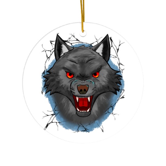 Angry Wolf Ceramic Ornaments