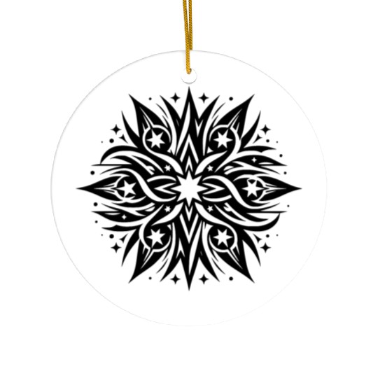 Fancy Star Composition Tattoo Style Ceramic Ornaments