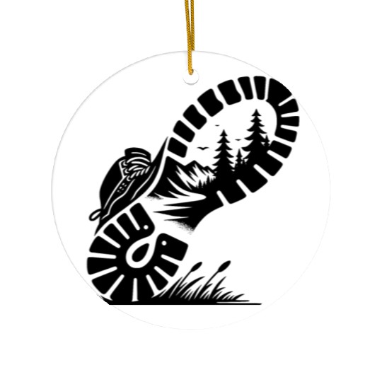 Hiking Boots With Natural Tread For Hikers Ceramic Ornaments