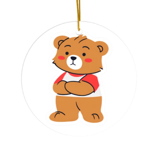 A nostalgic picture of a teddy bear Ceramic Ornaments