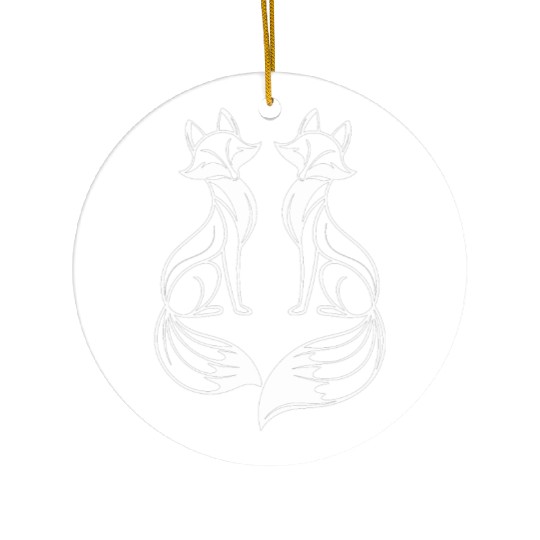 Fox Artistic Design: Elegant Twin Foxes Ceramic Ornaments