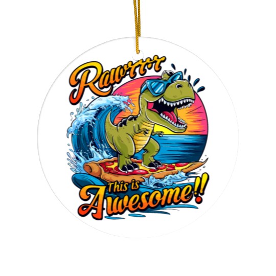 Surfing Dinosaur Ceramic Ornaments