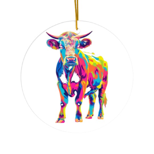 Hereford Cattle Farmer Popart Ceramic Ornaments
