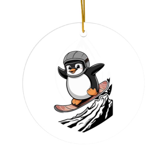 Snowboarding Penguin Adventure Ceramic Ornaments