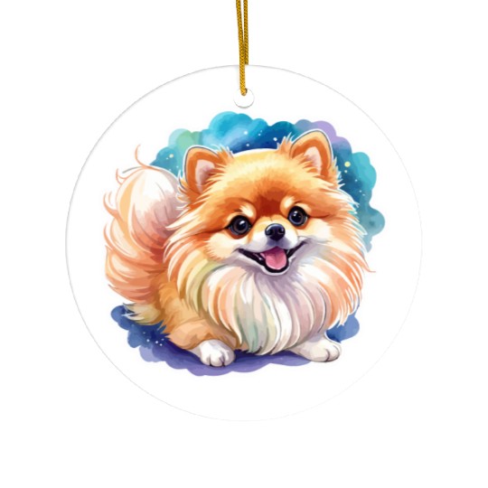 Pomeranian Watercolor Ceramic Ornaments