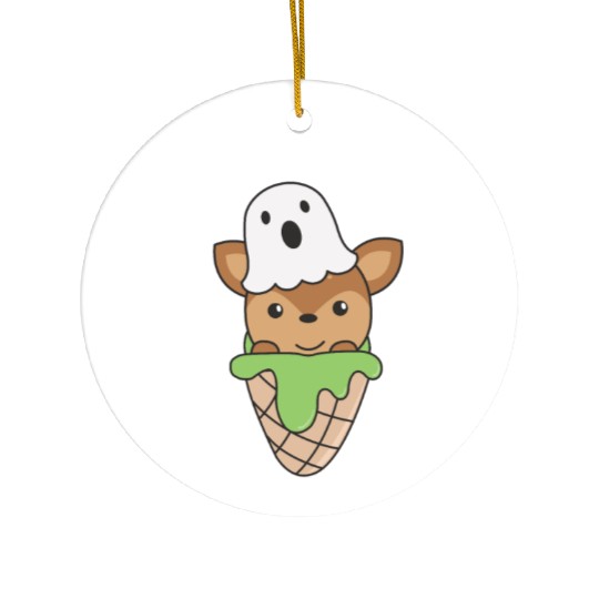 Deer Halloween Ghost I Scream Ice Cream Pun Ceramic Ornaments